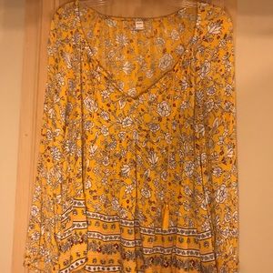 Old Navy Flowy Yellow Floral Top